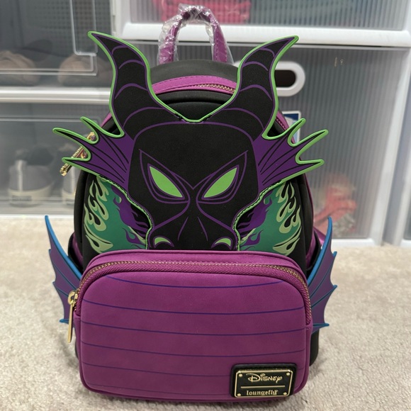 Disney Villains Loungefly Maleficent Dragon Mini Backpack Glows In The Dark - Picture 1 of 12